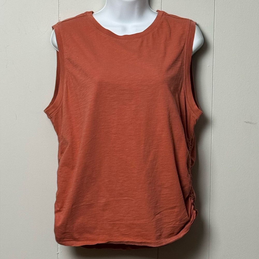 Universal Thread Womens 100% Cotton Sleeveless Terracotta Tee Ruched Sides Sz XL